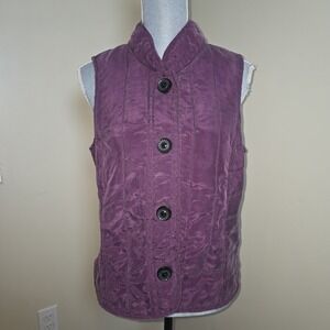 Habitat Clothes To Live In Womens SM Quilted Vest Button Purple Boho
